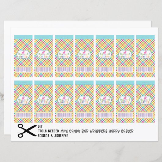 Happy Easter Mini Candy Chocolate Bar Wrappers DIY (Front/Back)