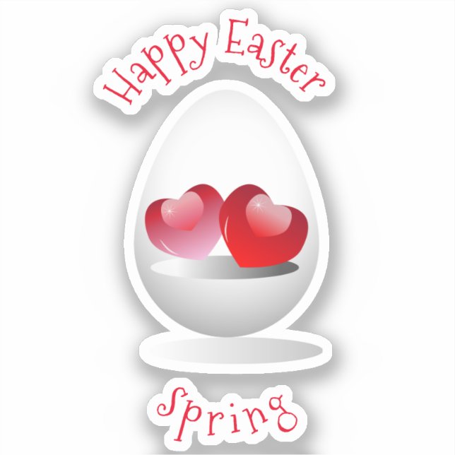 Happy Easter Minimalist Cute Hearts  cartoon Sticker (Front)