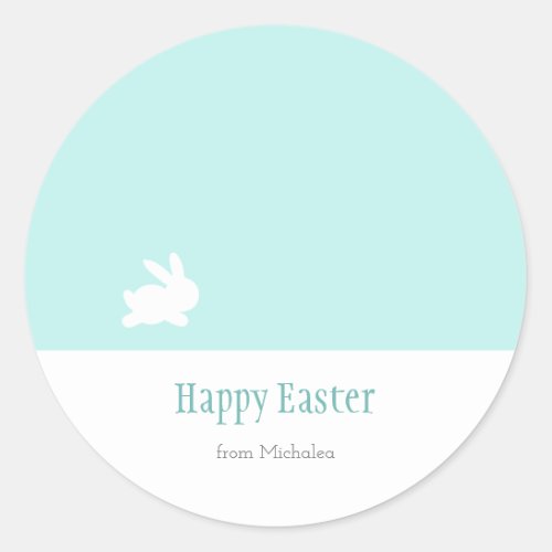 Happy Easter Minimalist Rabbit Personalized Classic Round Sticker