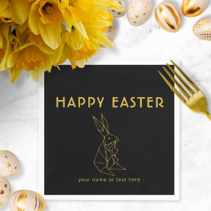 Happy Easter Modern Black and Gold Paper Napkin
