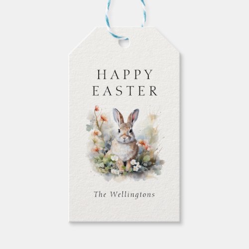 Happy Easter Modern Elegant Watercolor Bunny Gift Tags