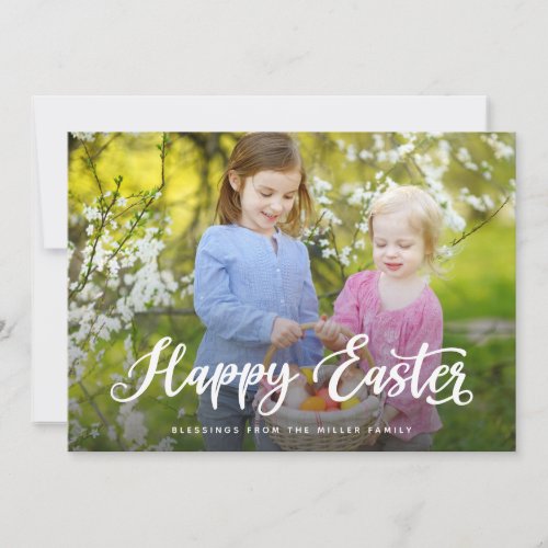 Happy Easter Modern Script Photo Holiday Card