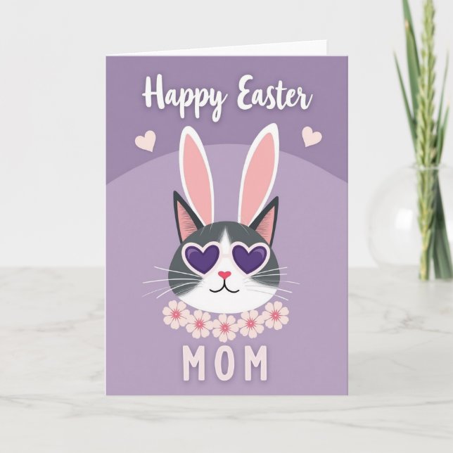 Happy Easter Mom Cat Art Card (Front)