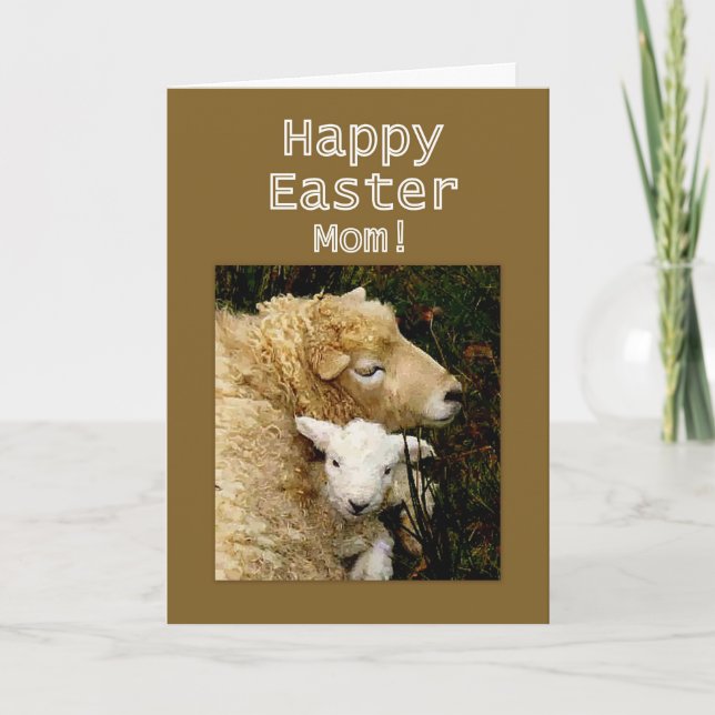 Happy Easter, Mom -- Ewe and Lamb Holiday Card (Front)
