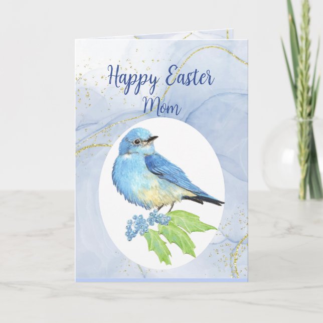 Happy Easter MOM Mountain Bluebird  Holiday Card (Front)