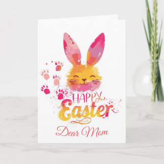 Happy Easter Mom , Personalized Easter funnyBunny Holiday Card