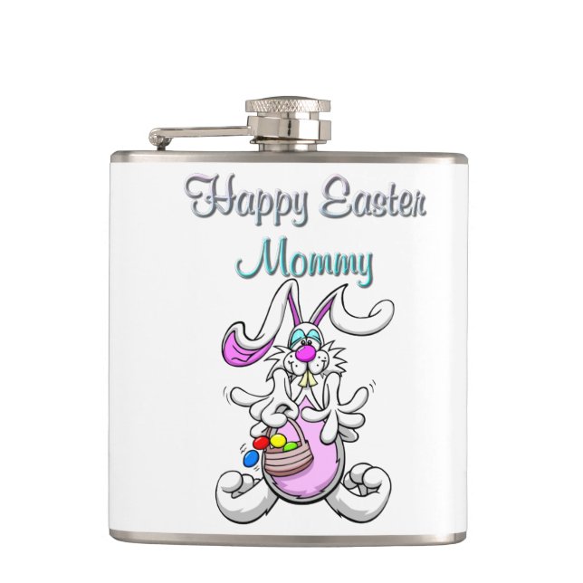 Happy Easter Mommy Vinyl Wrapped Flask (Front)