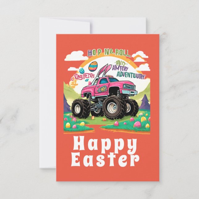 Happy Easter Monster Truck Adventure  Card (Front)