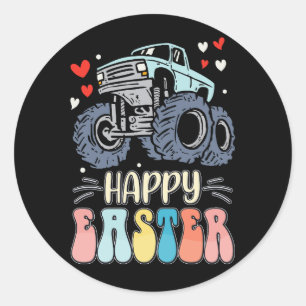 Happy Easter Monster Truck Bunny Rabbit Eggs Classic Round Sticker