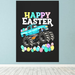Happy Easter Monster Truck Easter Eggs Canvas Print