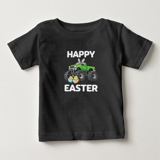 Happy Easter Monster Truck Kids Holiday Baby T-Shirt (Front)