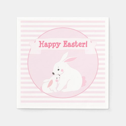 Happy Easter   Mother  Baby Bunny Napkins