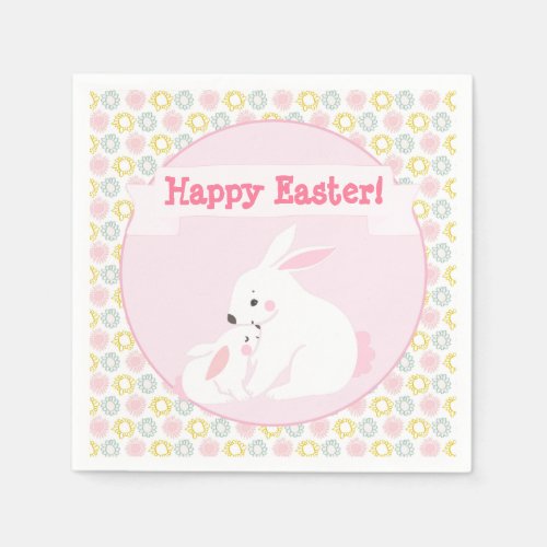 Happy Easter Mother  Baby Bunny Paper Napkins