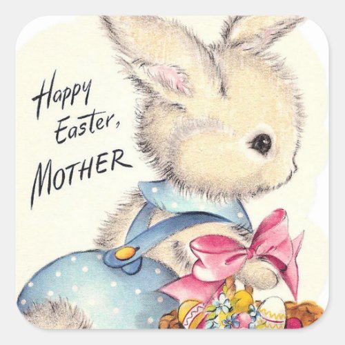 Happy Easter Mother retro vintage Easter bunny Square Sticker