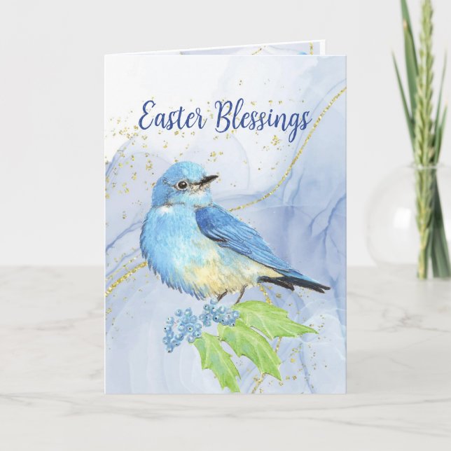 Happy Easter Mountain Bluebird Christ Holiday Card (Front)