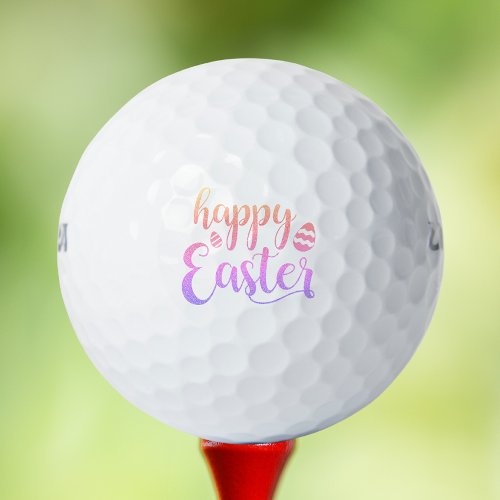 Happy Easter Multi_colored Easter Egg Typography Golf Balls