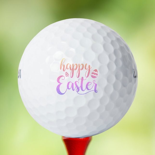 Happy Easter Multi-colored Easter Egg Typography Golf Balls (Creator Uploaded)