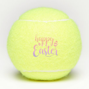 Happy Easter Multi-colored Easter Egg Typography Tennis Balls