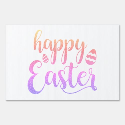 Happy Easter Multi_colored Easter Egg Typography Yard Sign