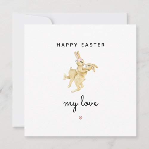 happy Easter my love cute rabbit bunny couple  Holiday Card