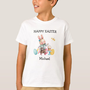 Happy Easter, Name Boys Kids-Youth Basic T-Shirt