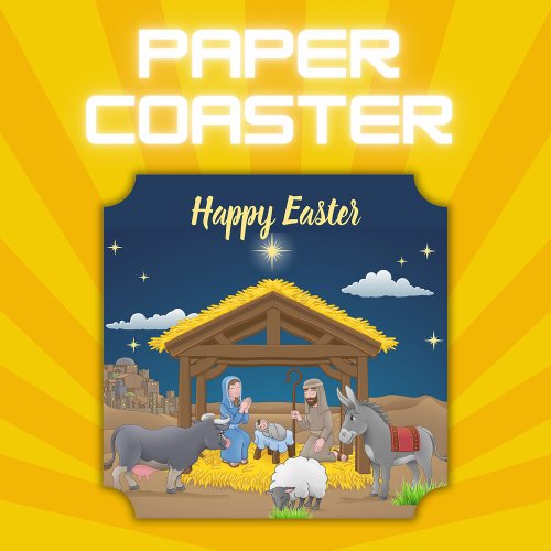 Happy Easter _ Nativity  Paper Coaster