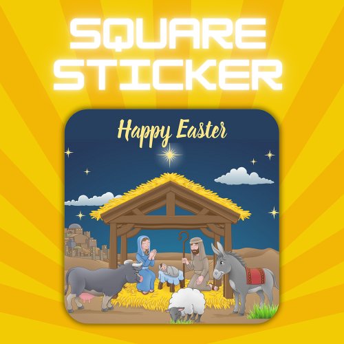 Happy Easter _ Nativity  Square Sticker