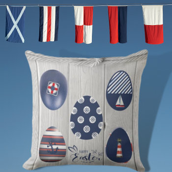 Happy Easter Nautical Themed Coastal Boating Throw Pillow by Sozo4all at Zazzle