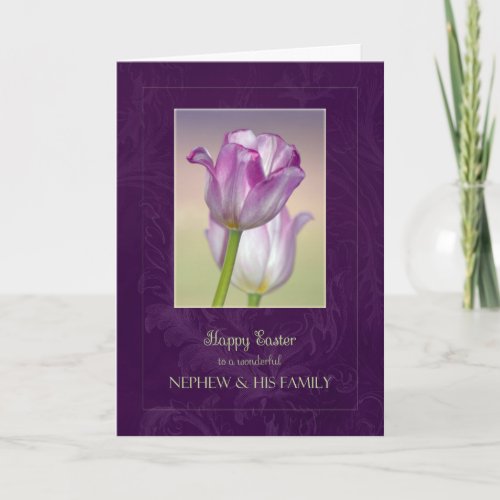 Happy Easter Nephew  Family Card  Easter Tulips
