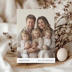 Happy Easter Neutral Family Photo & Name Invitation