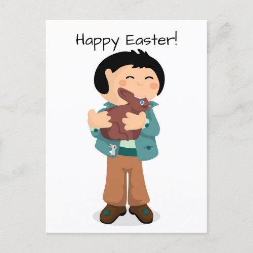 Happy Easter Nibbling Boy Holiday Postcard