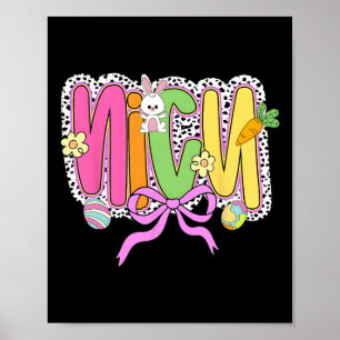 Happy Easter Nicu Nurse Coquette Bow Bunny Eggs Wo Poster