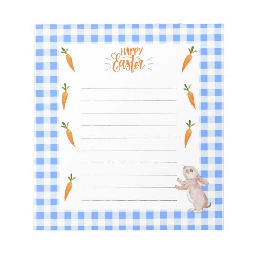 Happy Easter notepad with bunny and carrots 
