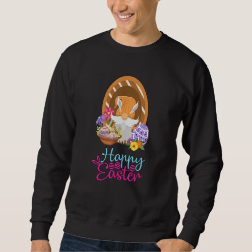 Happy Easter Orange Dwarf Spring Bunny Gnome Eggs  Sweatshirt