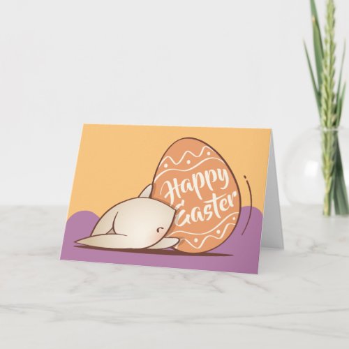 Happy Easter  Orange Easter Egg Holiday Card