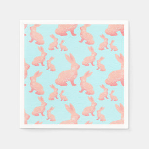 Happy Easter - Orange red Bunny's pattern Napkins