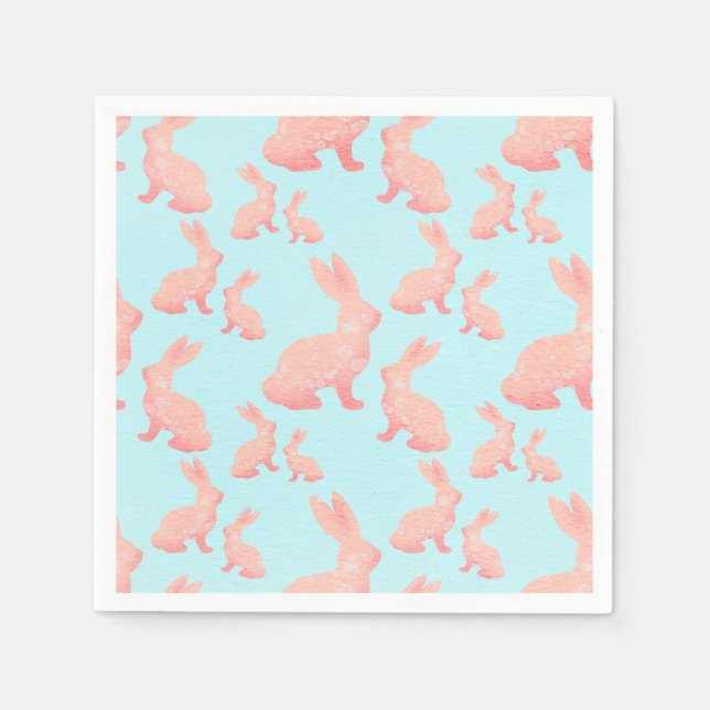 Happy Easter - Orange red Bunny's pattern Napkins (Front)