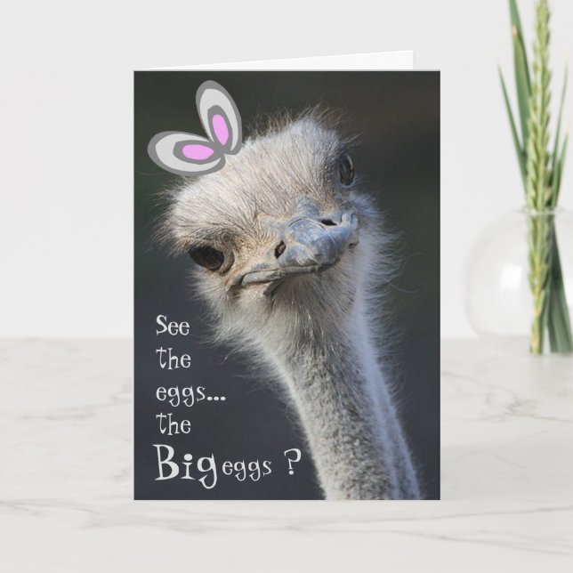 Happy Easter Ostrich Bunny Holiday Card (Front)