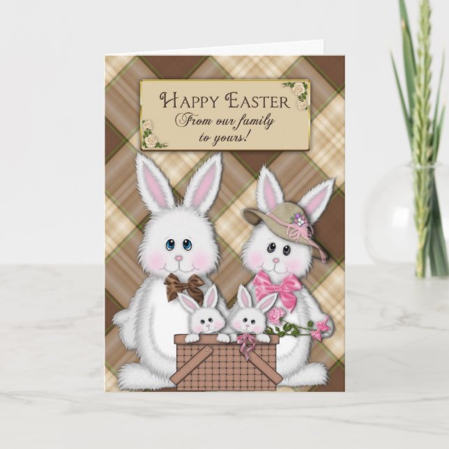 HAPPY EASTER - OUR FAMILY TO YOURS - BUNNIES HOLIDAY CARD (Front)