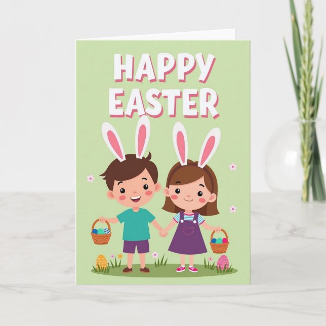 Happy Easter Oval Pattern Card (Front)