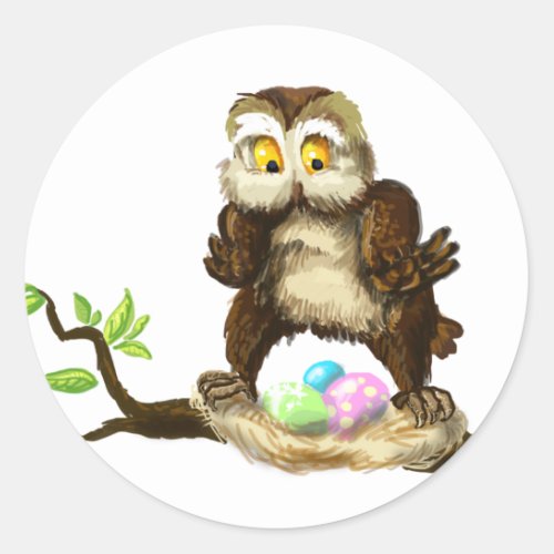 Happy Easter owl Classic Round Sticker