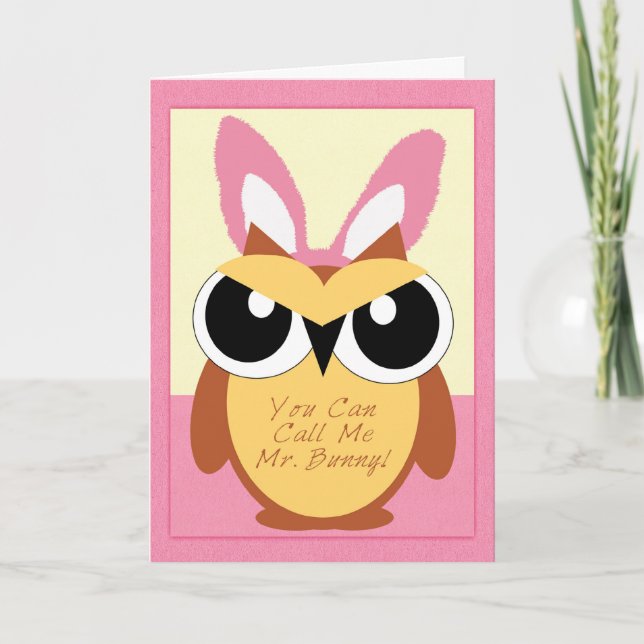 Happy Easter, Owl Greeting Card (Front)