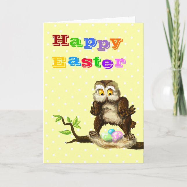 Happy Easter owl Holiday Card (Front)