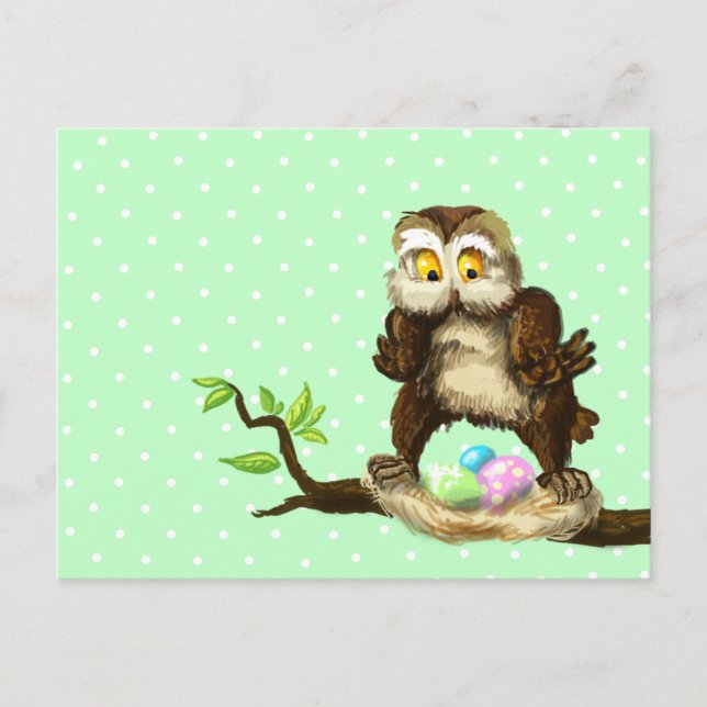 Happy Easter owl Holiday Postcard (Front)