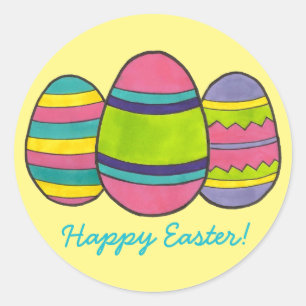Happy Easter Painted Colorful Egg Hunt Eggs Classic Round Sticker