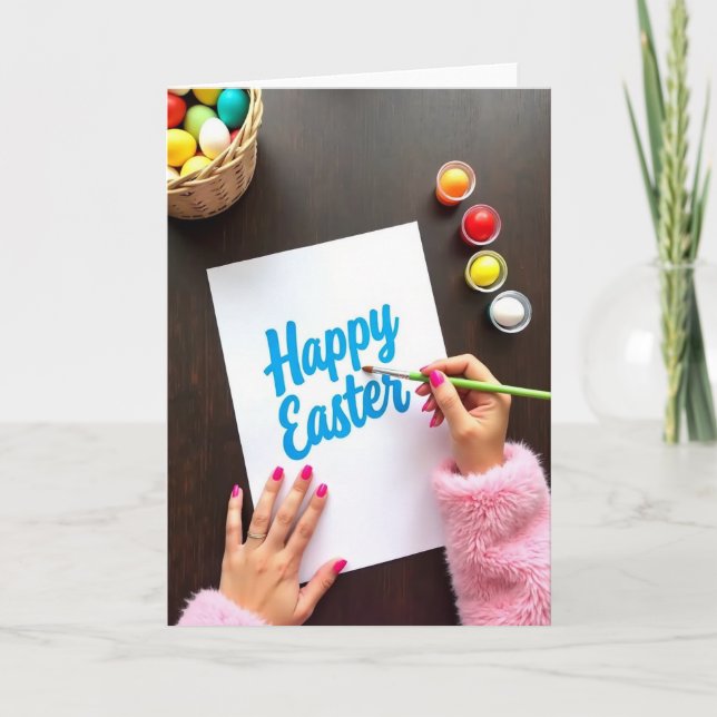Happy Easter Painting Hands Card (Front)