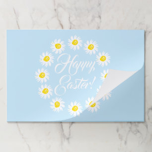 Happy Easter pale blue cute daisies frame placemat