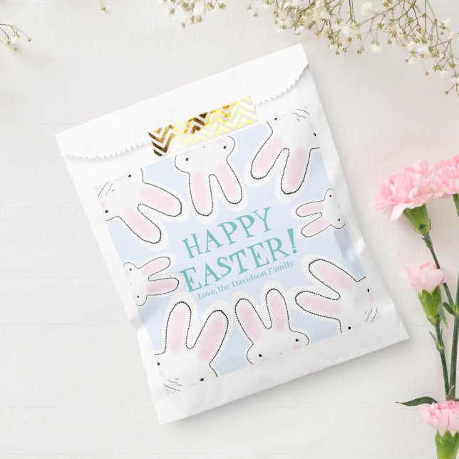 Happy Easter pale blue cute peeking bunnies custom Favor Bag (Sealed)