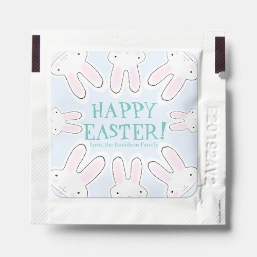 Happy Easter pale blue cute peeking bunnies funny  Hand Sanitizer Packet