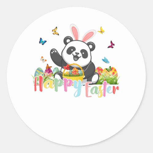 Happy Easter Panda Bunny Eggs Classic Round Sticker